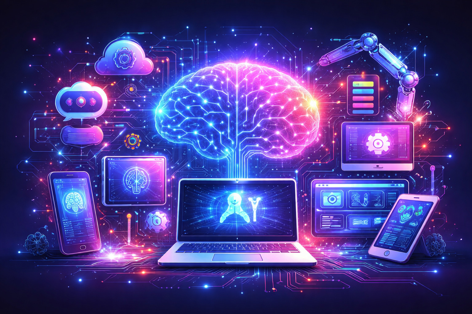 Futuristic AI tools illustration