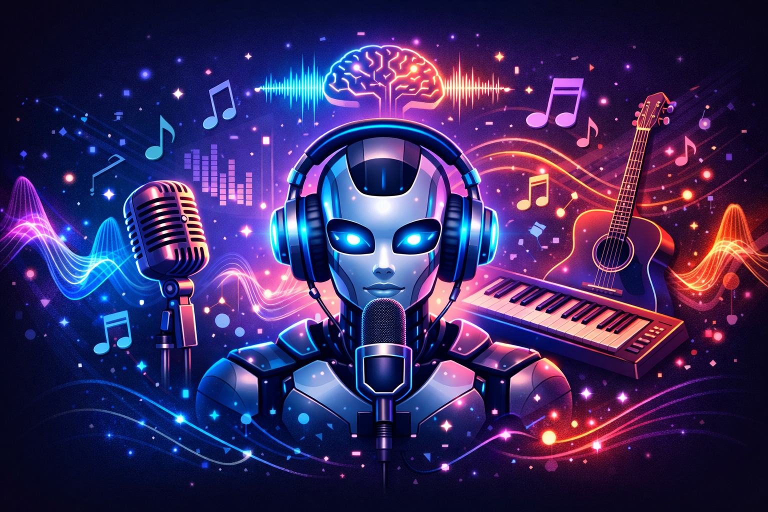 AI voice and music illustration