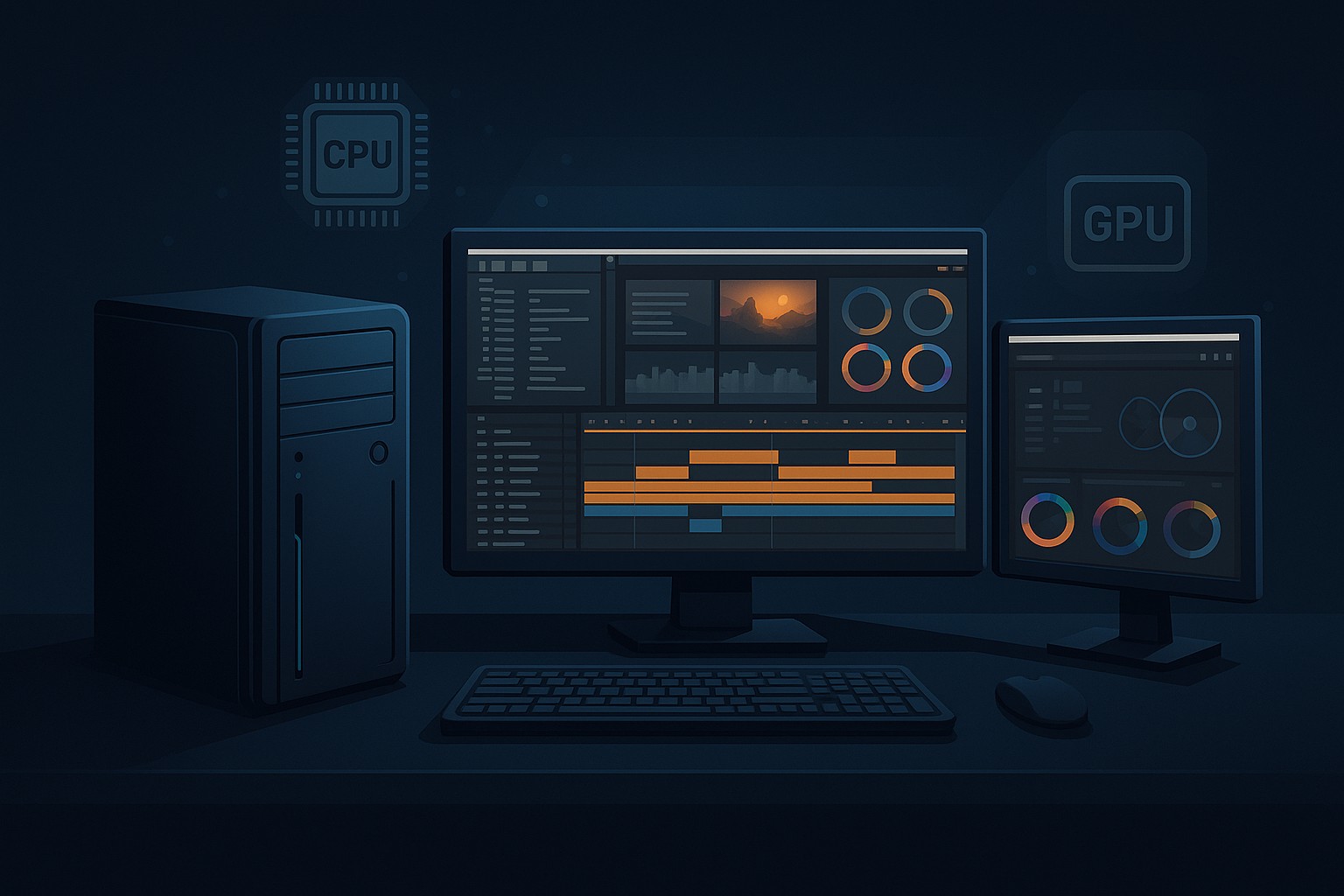 Editing workstation illustration